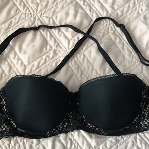 Adore Me Black Bra with Molded Cups and Lace Trim